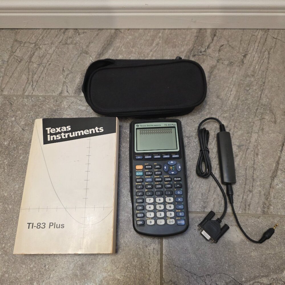 Texas Instruments TI-83 Plus Graphing Calculator Cover, case, transfer cable